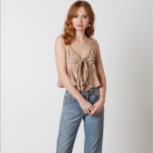 Cotton Candy LA Taupe Floral Top